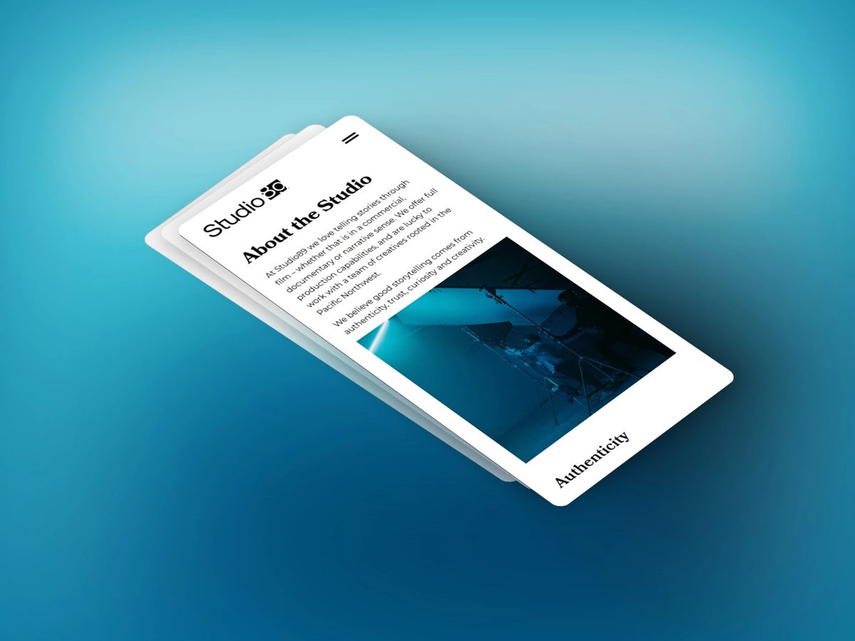Studio89 site on a phone